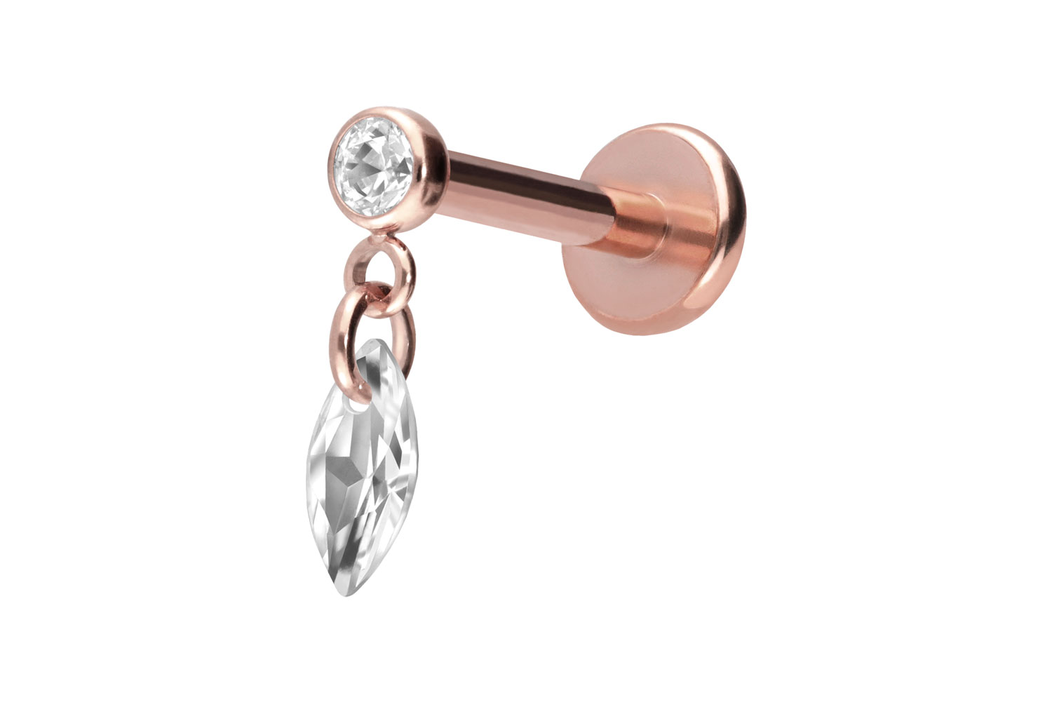 Titan Labret Piercing mit Push Fit KRISTALLOVAL